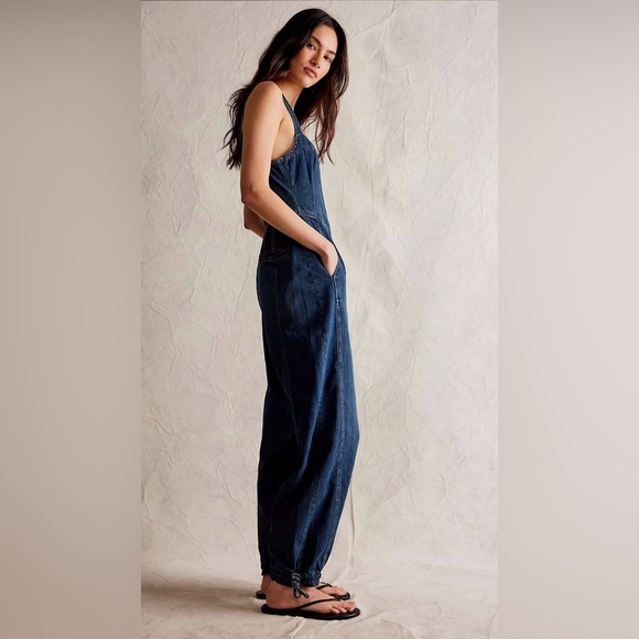 NWT We the Free x Free People Match Point Denim Jumpsuit S Slim Fit - Picture 7 of 14